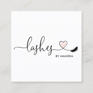 Blush Pink Eyes Lashes Herz Quadratische Visitenkarte
