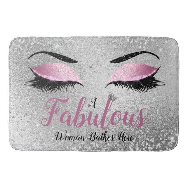 Blush Pink Fabulous Frauen Glitzer Augen Badematte (Vorderseite)