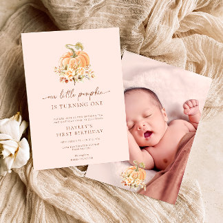 Blush Pink Fall ein wenig Pumpkin ersten Geburtsta Einladung