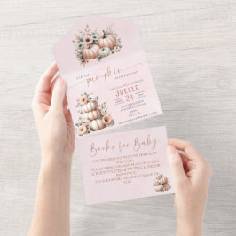 Blush Pink Fall Pumpkin All in One Baby Dusche All In One Einladung