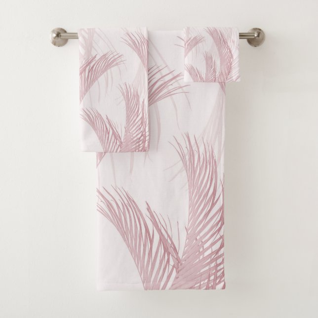 Blush Pink Feather Palm Bliss 1 Badhandtuch Set (Insitu)