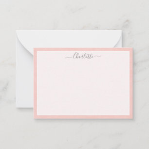 Blush Pink Feminine Personalisierter Name Mitteilungskarte