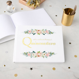 Blush Pink Feminoral Quinceñera Gästebuch