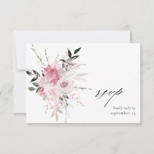 Blush Pink Floral 2 w Mahlzeit RSVP Karte