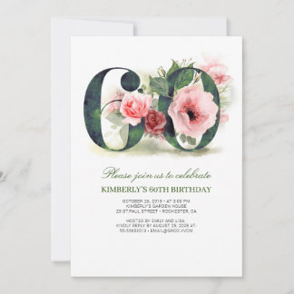 Blush Pink Floral 60. Geburtstagsparty Einladung
