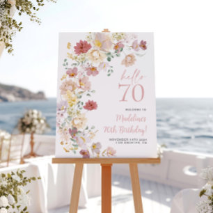 Blush Pink Floral 70. Geburtstag Willkommen Poster