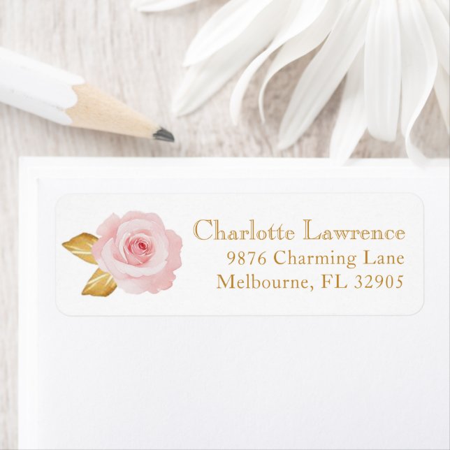 Blush Pink Floral Address Label - Elegante Hochzei (Insitu)