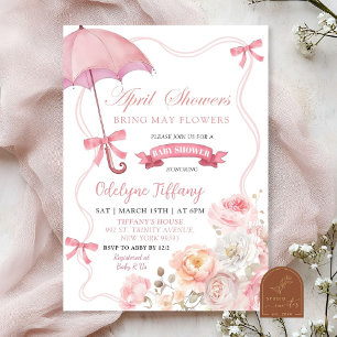 Blush Pink Floral April Babydusche Einladung