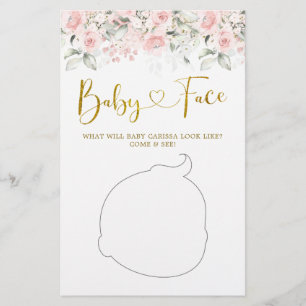 Blush Pink Floral Baby Dusche Baby Face Spiel