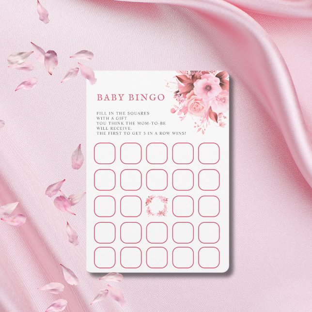 Blush Pink Floral Baby Dusche Bingo Spiel Einladung (Von Creator hochgeladen)