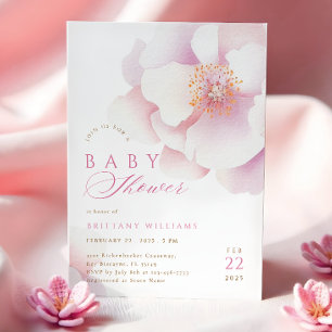 Blush Pink Floral Baby Dusche Einladung