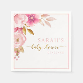 Blush Pink Floral Baby Dusche Napkins Serviette