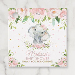 Blush Pink Floral Baby Elephant Vielen Dank für Ih Geschenkanhänger