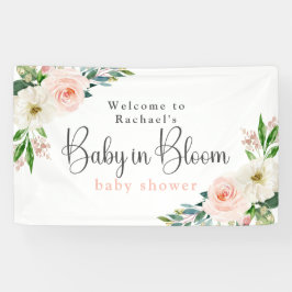 Blush Pink Floral Baby in Bloom Baby Dusche Banner