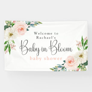 Blush Pink Floral Baby in Bloom Baby Dusche Banner