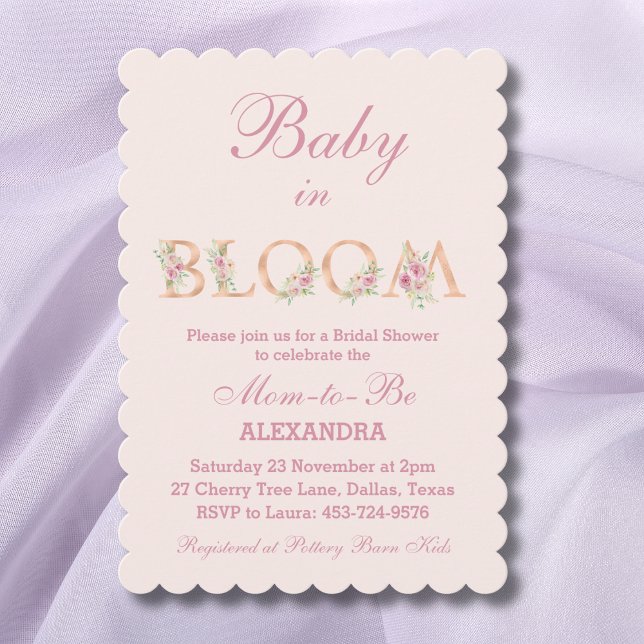 Blush Pink Floral Baby in Bloom Baby Dusche Einladung (Von Creator hochgeladen)