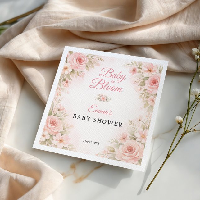 Blush Pink Floral Baby in Bloom Garden Serviette (Von Creator hochgeladen)