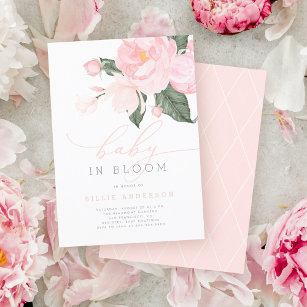 Blush Pink Floral Baby in Blütenduschmädchen Einladung