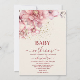Blush Pink Floral Baby in Blütenduschmädchen Einladung