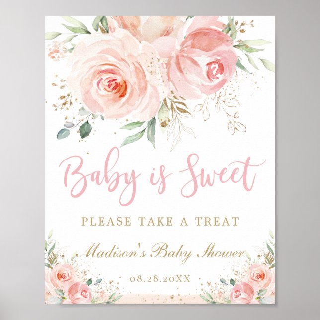 Blush Pink Floral Baby ist Sweet Leckerei Baby Dus Poster (Vorne)