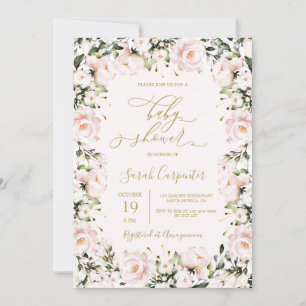 Blush Pink Floral Baby Shower Girl Einladung