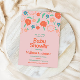 Blush Pink Floral Baby Shower Invitation for Girl Einladung
