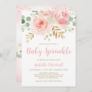 Blush Pink Floral Baby Sprinkle Einladung