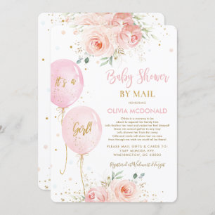 Blush Pink Floral Balloons Gold Baby Dusche von Ma Einladung