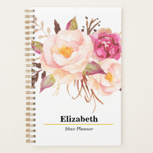 Blush Pink Floral Boho Jährlich Monatlicher Plan Planer