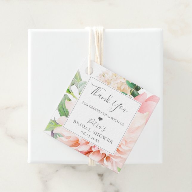Blush Pink Floral Bouquet Vielen Dank Geschenkanhänger (Beispiel)
