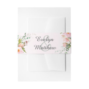 Blush Pink Floral Bouquet Wedding Einladungsbanderole