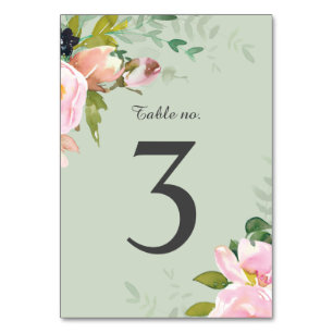 Blush Pink Floral Bouquets auf der Bühne Grün Tischnummer