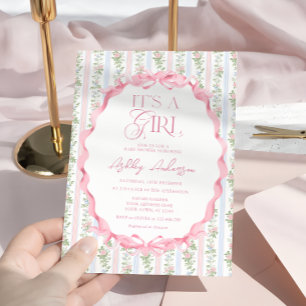 Blush Pink Floral Bow Es ist eine Girl Baby Dusche Einladung