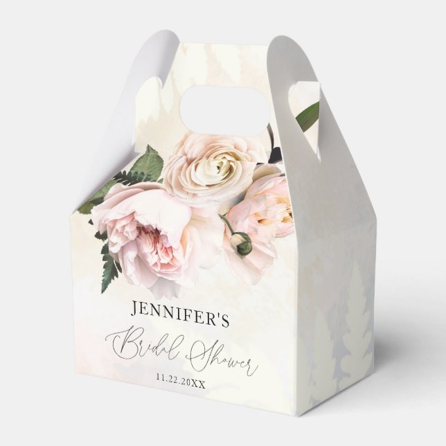 Blush Pink Floral Brautparty Gefälligkeitsboxen Geschenkschachtel (Vorderseite)