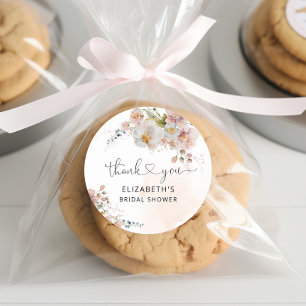 Blush Pink Floral Brautparty Vielen Dank Runder Aufkleber