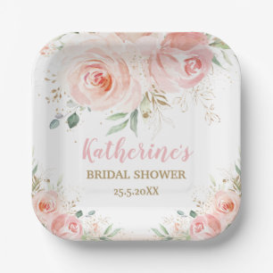 Blush Pink Floral Bridal Baby Dusche Geburtstag Pappteller