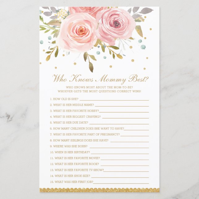 Blush Pink Floral, die Mommy Best Duwer Game kennt (Vorderseite)