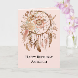 Blush Pink Floral Dream Catcher Geburtstag Karte