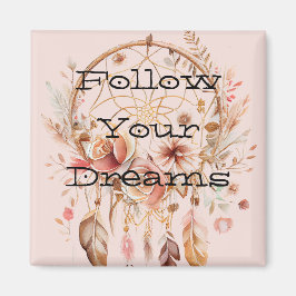 Blush Pink Floral Dream Catcher Magnet