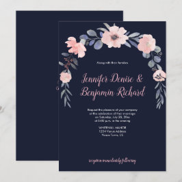 Blush Pink Floral Drop Hochzeit | Einladung