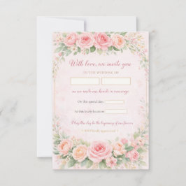 Blush Pink Floral Elegant Wedding Invitation Card