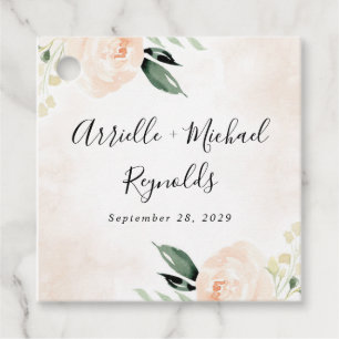 Blush Pink Floral Eleganter Champagner Garten Hoch Geschenkanhänger