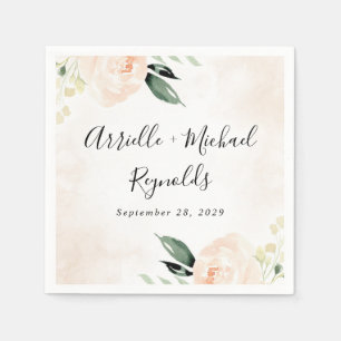 Blush Pink Floral Eleganter Champagner Garten Hoch Serviette