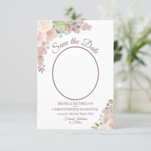 Blush Pink Floral Elegantes Boho Wedding Foto Save The Date