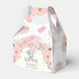 Blush Pink Floral Elephant Baby Dusche Geburtstag Geschenkschachtel