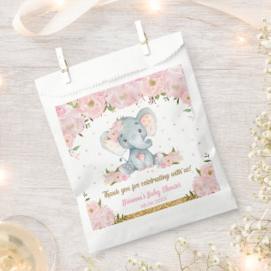 Blush Pink Floral Elephant Baby Dusche Geburtstag Geschenktütchen