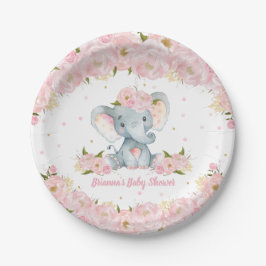 Blush Pink Floral Elephant Baby Dusche Geburtstag Pappteller