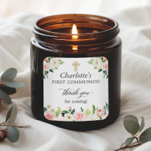 Blush Pink Floral Erste Kommune Vielen Dank für Ih