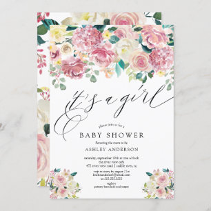 Blush Pink Floral Es ist eine Girl Baby Dusche Einladung