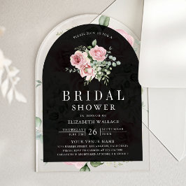 Blush Pink Floral Eucalyptus Black Bridal Shower Acryleinladungen